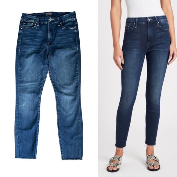 Mother High Waisted Looker Ankle Fray Jeans in Tongue & Chic Minimalist 28 - Picture 1 of 13